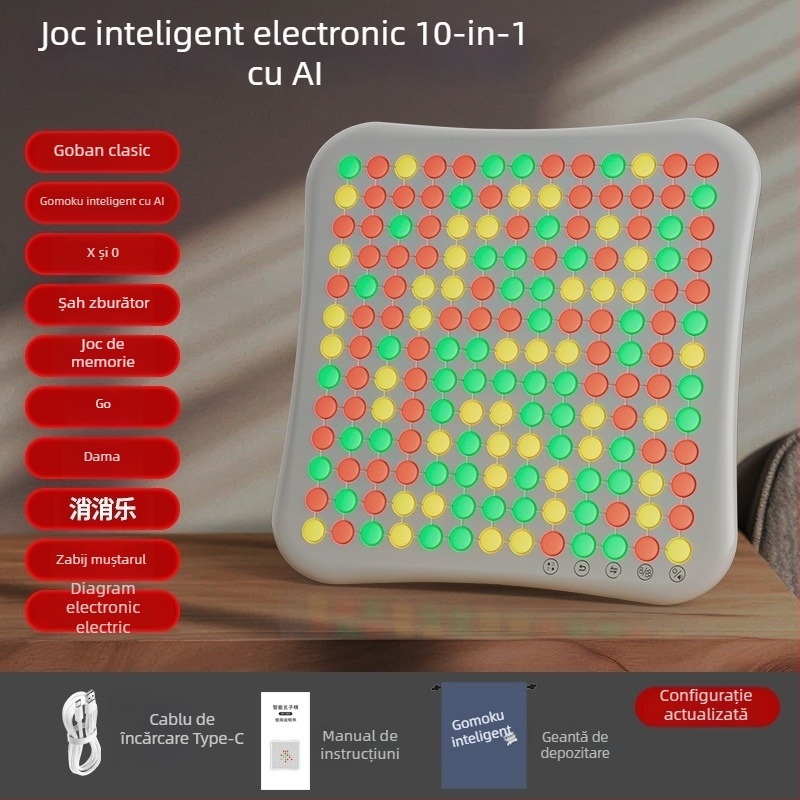 Tablă de dame/Gomoku/Dame multifuncțională 10 în 1, cu inteligență artificială — Jucărie educațională din material ABS