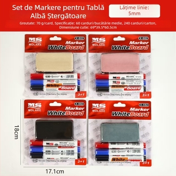 Markeri pentru tablă Model 882, din plastic, pe bază de apă, ștergători, vârf 0,55 mm, set de trei
