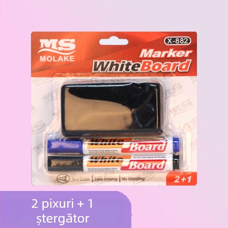 Markeri pentru tablă Model 882, din plastic, pe bază de apă, ștergători, vârf 0,55 mm, set de trei