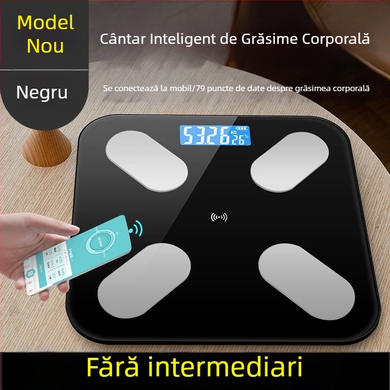 Cântar inteligent pentru corp SN-603 cu senzor în formă de M, interval 0–180 kg, sticlă securizată, testare grăsime corporală și apă