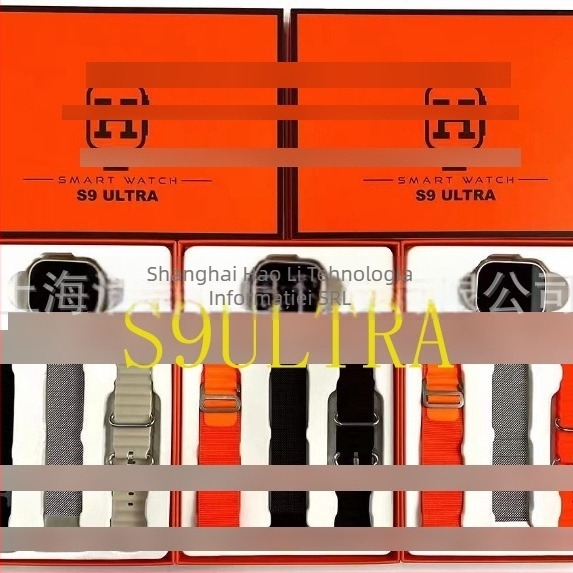 S9 Ultra ceas inteligent sport cu ecran AMOLED, carcasă din aliaj de titan, apel Bluetooth, monitorizare sănătate (HR/BP/SpO2) și set de 3 curele