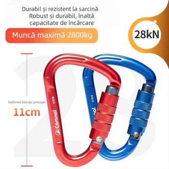 Canle carabinier din aluminiu, formă pară, încuietoare filet, sarcină 2800N, pentru alpinism în aer liber