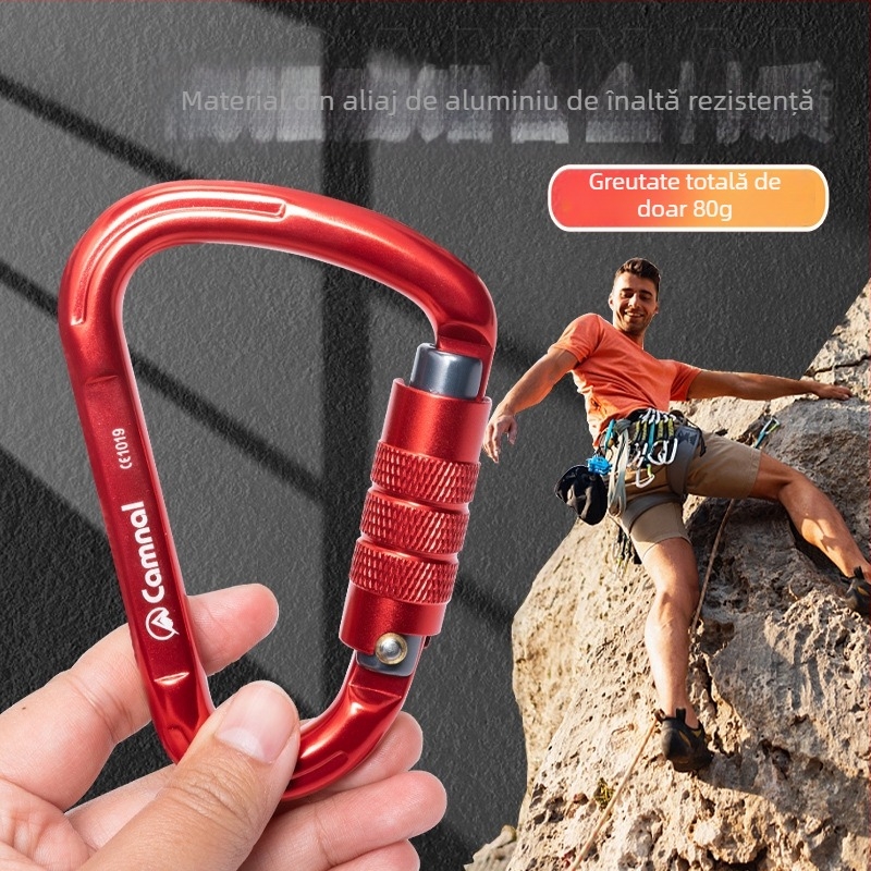Canle carabinier din aluminiu, formă pară, încuietoare filet, sarcină 2800N, pentru alpinism în aer liber