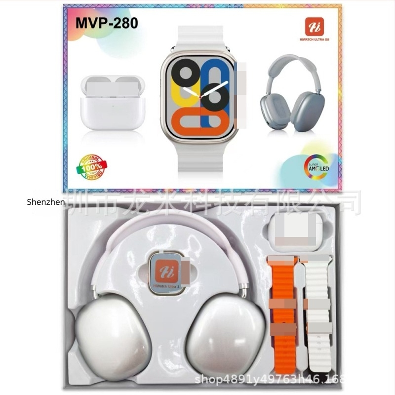 MVP-280 Ceas Inteligent cu Bluetooth pentru apeluri, numărător pași, ritm cardiac, monitorizare somn și oxigen în sânge (curea din silicon; Android compatibil; lansare 2025.5)