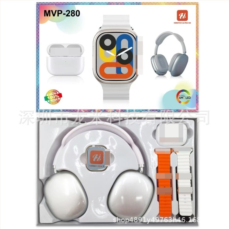 MVP-280 Ceas Inteligent cu Bluetooth pentru apeluri, numărător pași, ritm cardiac, monitorizare somn și oxigen în sânge (curea din silicon; Android compatibil; lansare 2025.5)