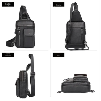 Geantă pentru bărbați din piele naturală, stil urban minimalist, chest bag crossbody, capacitate mare, rezistență la uzură