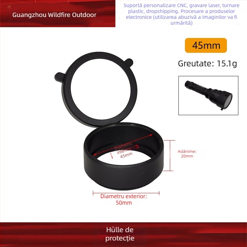 Capac de protecție pentru lanternă compatibil cu T1/T2/X300V/X400V/SRO/MRO, din plastic, control prin forță