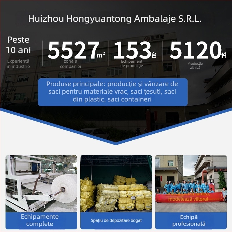 Sac de ton PP – Material Nou, Fund Plat, Patru Inele de Ridicare, Întărit pentru Ingineria Podurilor