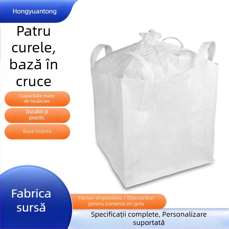 Sac de ton PP – Material Nou, Fund Plat, Patru Inele de Ridicare, Întărit pentru Ingineria Podurilor