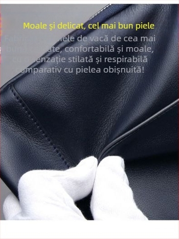 Geantă de piele pentru bărbați, din piele naturală, piele de vită prim-strat, stil urban minimalist, model solid