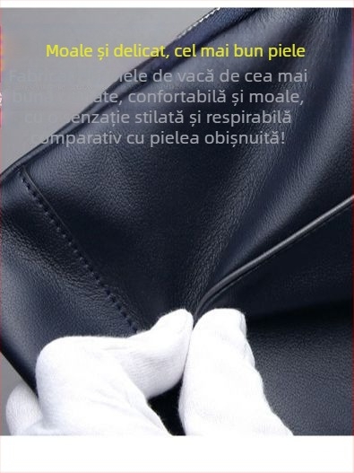 Geantă de piele pentru bărbați, din piele naturală, piele de vită prim-strat, stil urban minimalist, model solid
