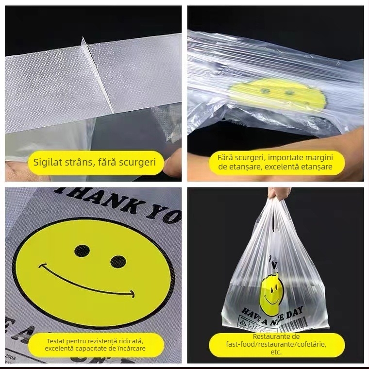 Pungă din plastic de unică folosință cu zâmbet pentru ambalarea alimentelor și cumpărături, strat dublu gros, origine Anhui, brand Profits