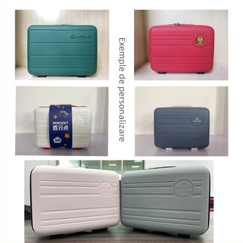 Cutie de machiaj din PP pentru călătorii, cu fermoar, roți unidirecționale, model în dungile, impermeabilă și anti-furt, potrivită pentru depozitare acasă