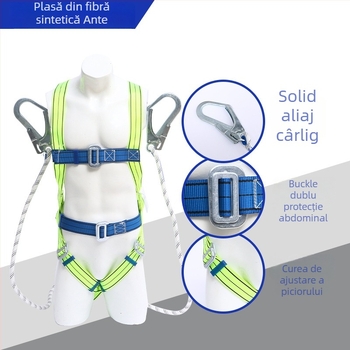 Lattice curea de siguranță pentru întregul corp, cu cinci puncte, frânghie din nylon, cârlig dublu mare și husă tampon pentru protecție la cădere