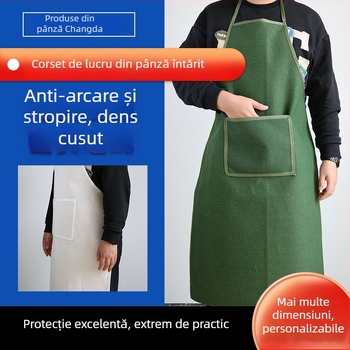 Chanda șorț din pânză pentru sudură, protecție la scântei și flăcări, design îngroșat pentru ateliere industriale, 400 g, potrivit pentru procesarea alimentelor
