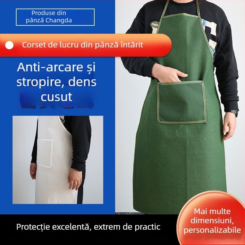 Chanda șorț din pânză pentru sudură, protecție la scântei și flăcări, design îngroșat pentru ateliere industriale, 400 g, potrivit pentru procesarea alimentelor