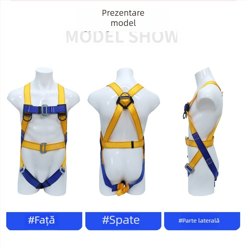 Centură de siguranță cu cinci puncte, din poliester, cu cârlig dublu și husă buffer, pentru reparații HVAC și lucrări de construcții – protecție împotriva căderilor