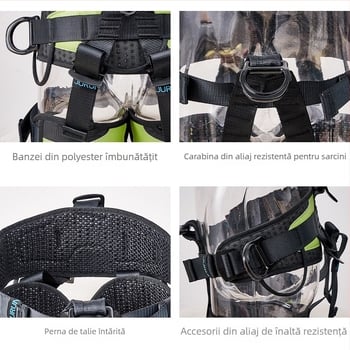 Centură de siguranță pentru alpinism (jumătate de corp) - poliester, lungime cablu 2 m, model Outdoor Half-Body Safety Belt