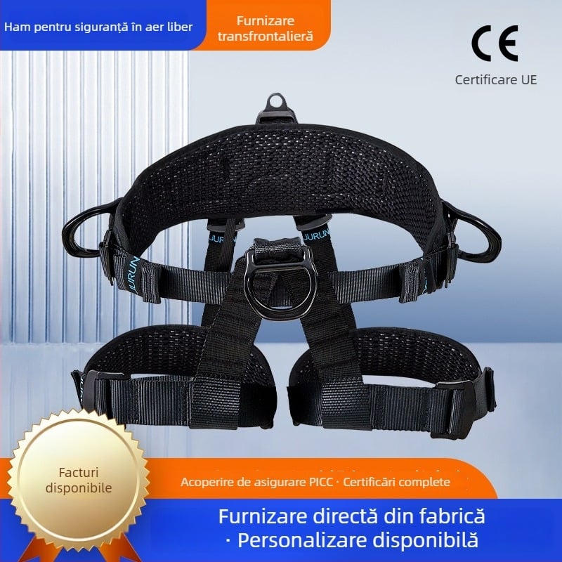 Centură de siguranță pentru alpinism (jumătate de corp) - poliester, lungime cablu 2 m, model Outdoor Half-Body Safety Belt