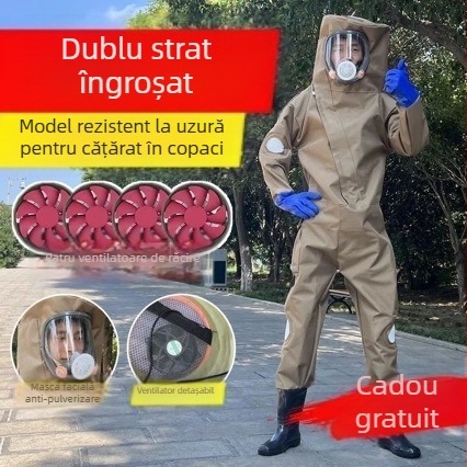 Combinezon de protecție pentru viespi, model nou 2025, set complet cu ventilator detașabil și material respirabil