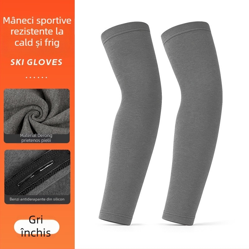 Manșete Velur Derong pentru brațe cu benzi anti-alunecare încorporate pentru protecția articulațiilor, pentru sporturi în aer liber