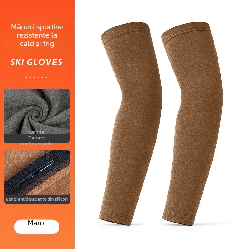 Manșete Velur Derong pentru brațe cu benzi anti-alunecare încorporate pentru protecția articulațiilor, pentru sporturi în aer liber