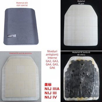 Placă ceramică pentru piept GA3/4/5/6 nivel NIJ III/IV – ceramică alumino-silikon-karbid, rezistentă la lovituri și înțepături