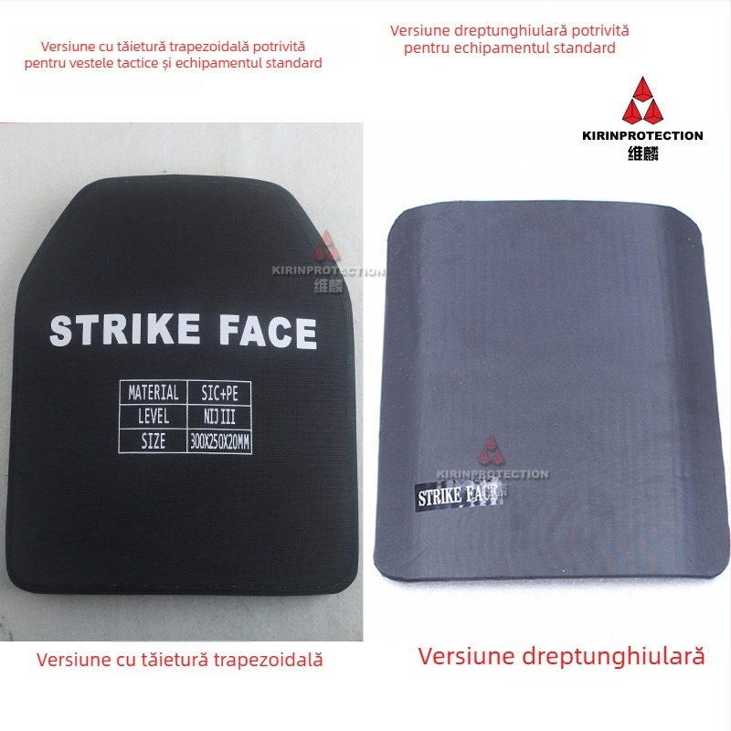Placă ceramică pentru piept GA3/4/5/6 nivel NIJ III/IV – ceramică alumino-silikon-karbid, rezistentă la lovituri și înțepături