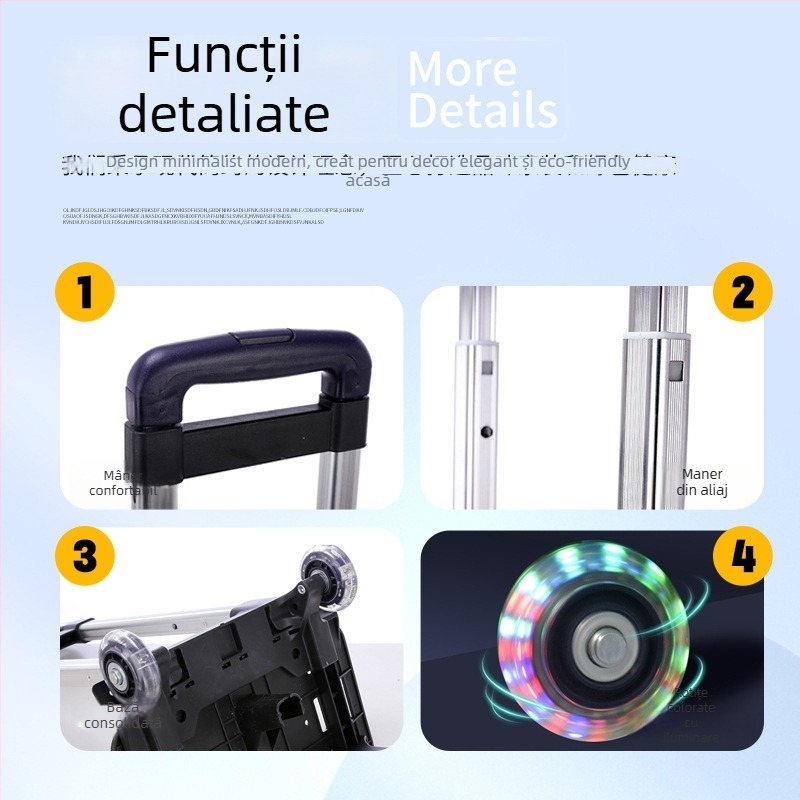 Win Suport din aluminiu pliabil, detașabil, pentru bagaje și rucsac, model Flash trolley, reduce povara