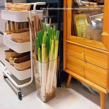 Organizator de ingrediente pentru bucătărie – tub din plastic, personalizabil, design modern minimalist pentru ceapă verde, ghimbir și usturoi
