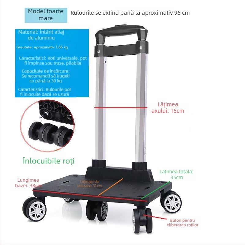 Suport pentru rucsac cu troliu pentru copii – accesoriu din aluminiu cu telescopic încorporat, pliere, pentru călătorii de agrement, primăvara 2025