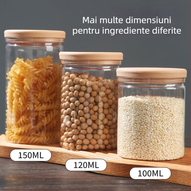 Recipient plastic rotund pentru depozitarea alimentelor, rezistent la umezeală, cu formă cilindrică, potrivit pentru cuptorul cu microunde