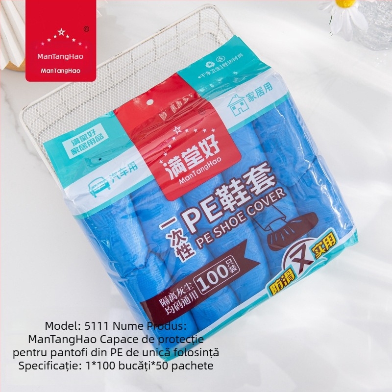 Acoperitoare de pantofi de unică folosință, cu grosime mărită – protecție împotriva prafului, impermeabile și antiderapante, din plastic, rezistente.