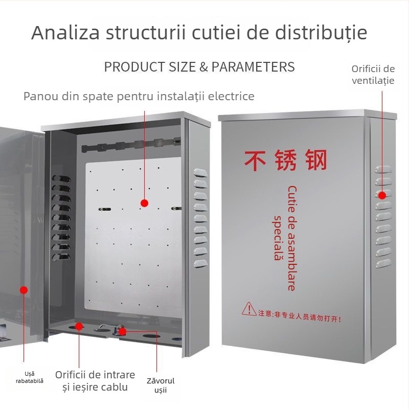 Cutie de distribuție din oțel inoxidabil pentru exterior, cu monitorizare, cutie impermeabilă pentru echipamente