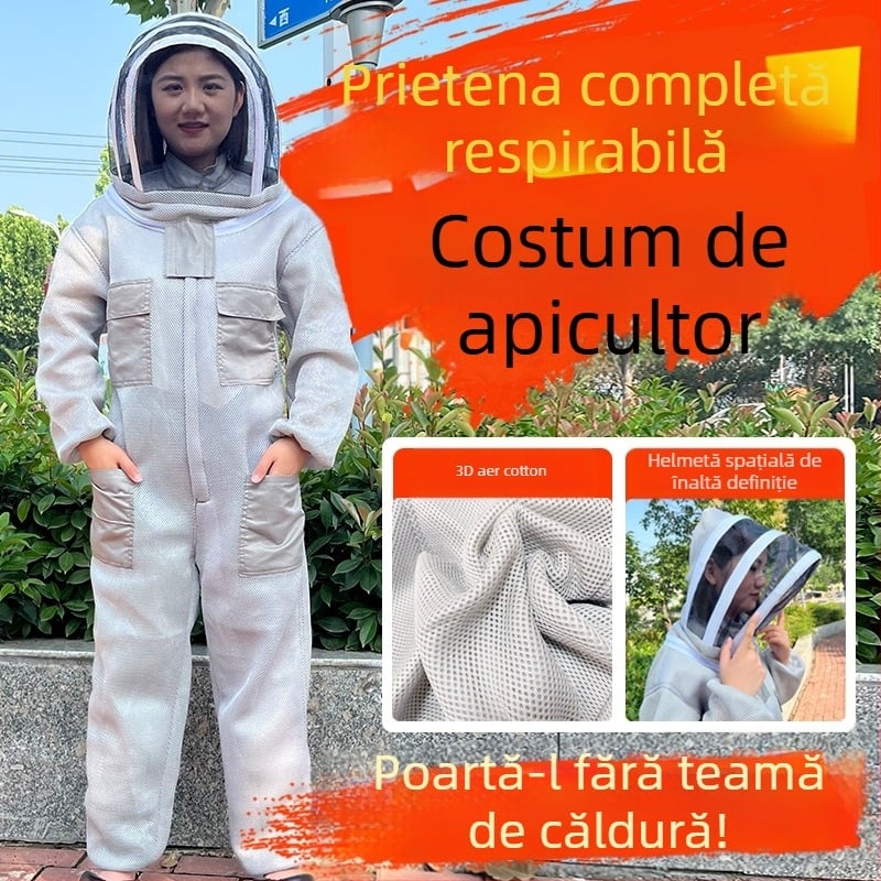 Costum apicultor din plasă 3D respirabilă, unic, protecție pentru întregul corp, greutate 490 g, brand Bee Warrior
