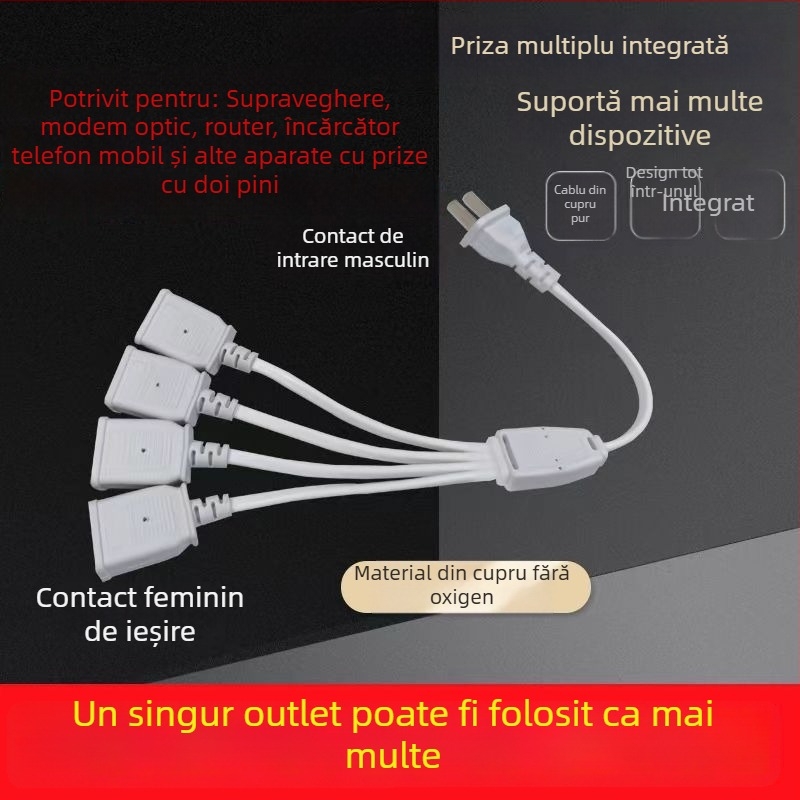 Cutie impermeabilă de supraveghere 220V, repartitor 1 la 4 pentru modem/router