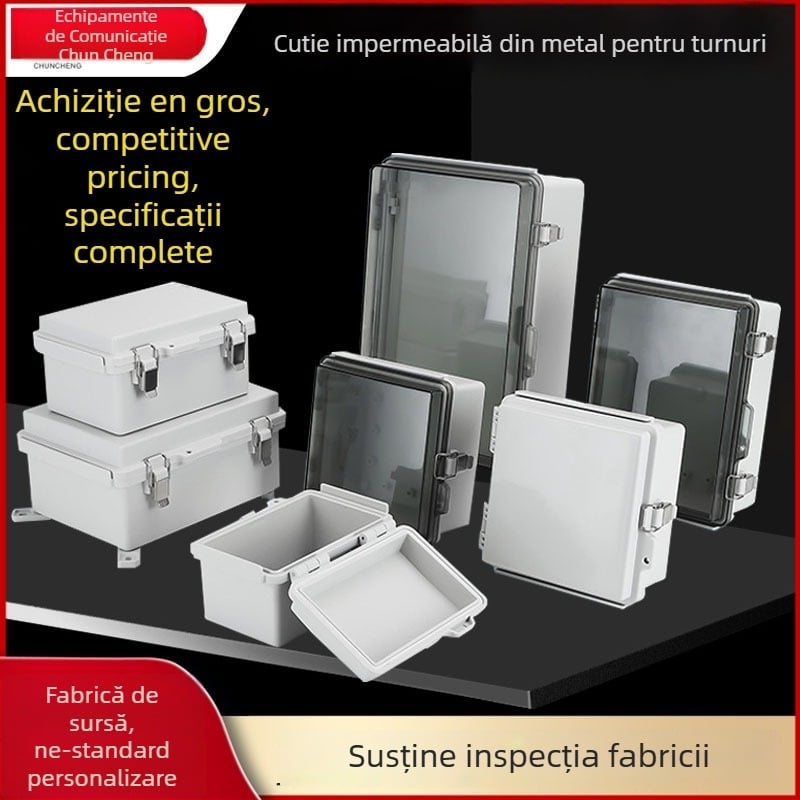 Cutie de distribuție din plastic, impermeabilă pentru exterior, cu 4 circuite, configurație pe 1 rând, protecție IP67, carcasă ABS și capac PC, montare cu șuruburi