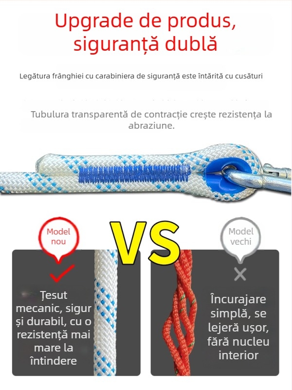 Curea de siguranță pentru lucru la înălțime, design cu cinci puncte pentru întregul corp, frânghie de protecție rezistentă la abraziune, inel dublu mare, frânghie în stil european