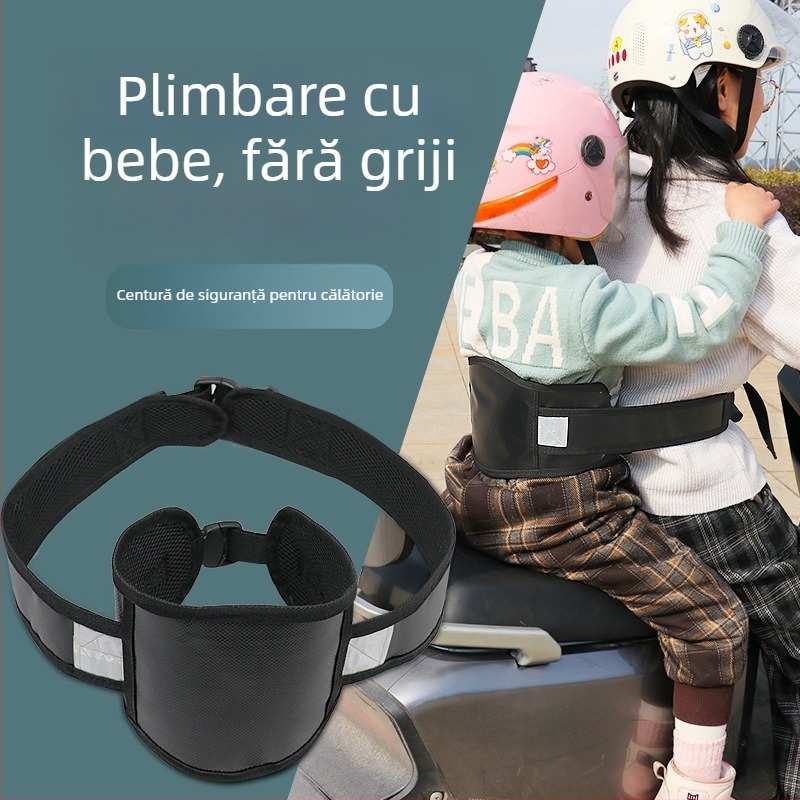 Centură de siguranță pentru copil la bicicletă, cu curele din poliester, funie de siguranță 50 cm, tip: centură de siguranță