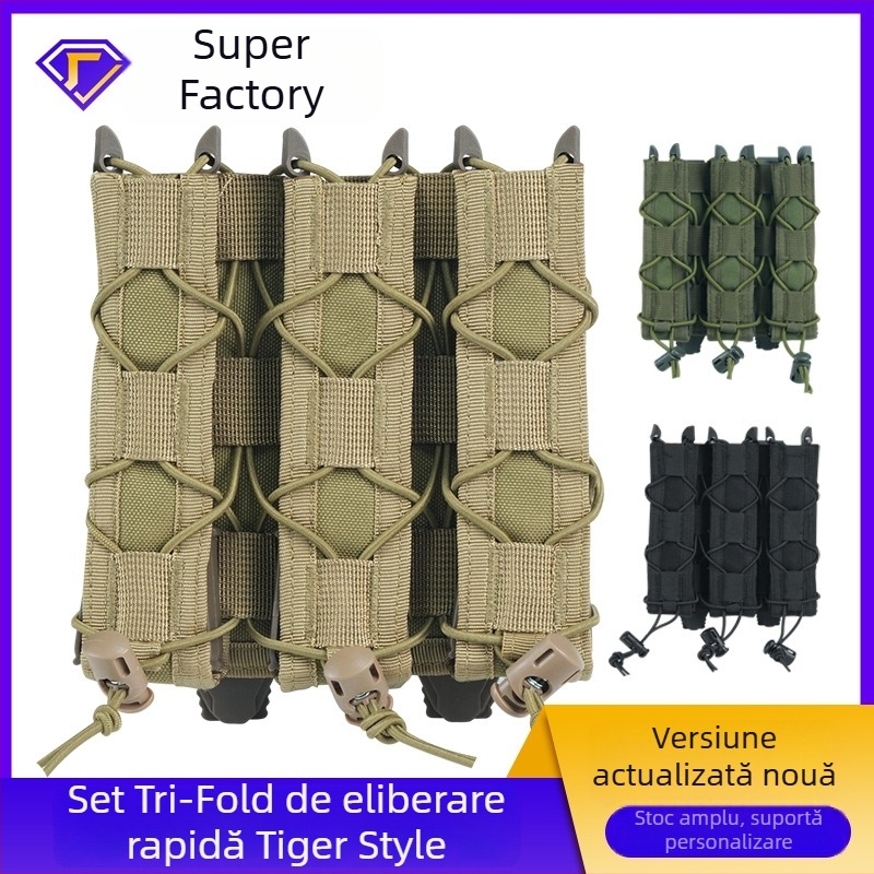 Sac tactică în stil tigru, montură MOLLE, sistem de acces rapid, adaptor 9 mm, nailon mat