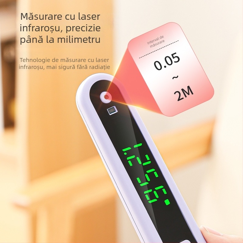 Instrument de măsurare a înălțimii cu ultrasunete – Model nou, Generația a Treia; Senzor cu laser infraroșu; Distanță wireless 5-10 m; Material ABS