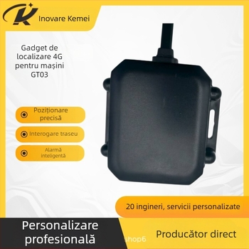 GT03 4G Dual-Band GPS tracker pentru vehicule de construcții și utilități — locator impermeabil, precizie GPS 5, antenă încorporată, alarme: pierdere alimentare, SOS, depășire viteză, geofence