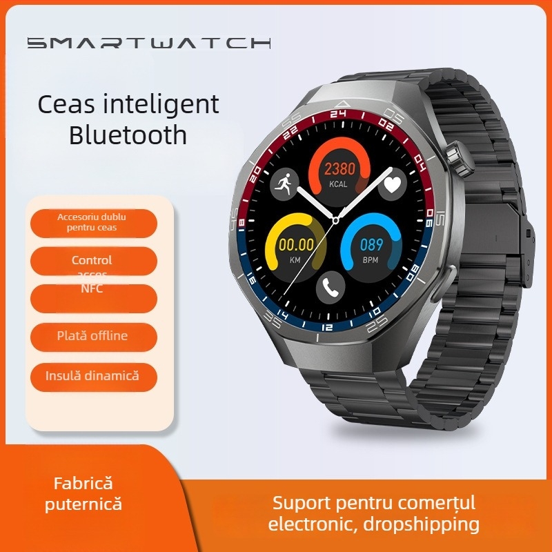 Ceas GT5/C15Pro cu plăți NFC și control de acces, monitorizare glicemie, ritm cardiac, oxigen în sânge, monitorizare somn