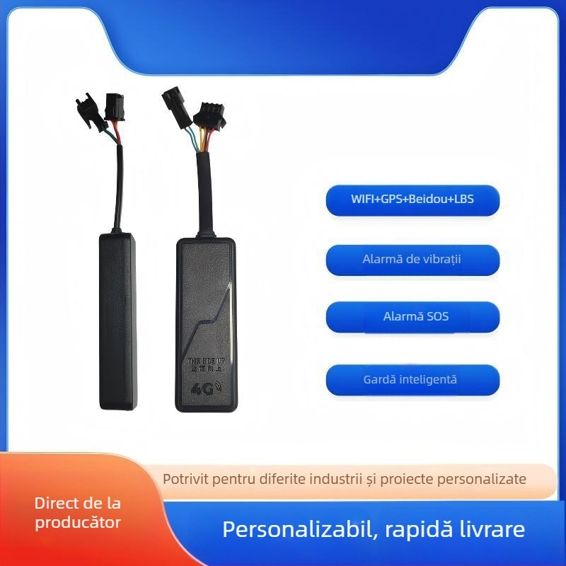 Locator GPS pentru vehicule cu conectivitate 4G, buton SOS, navigație BeiDou, antenă încorporată, alimentare 9-90V DC