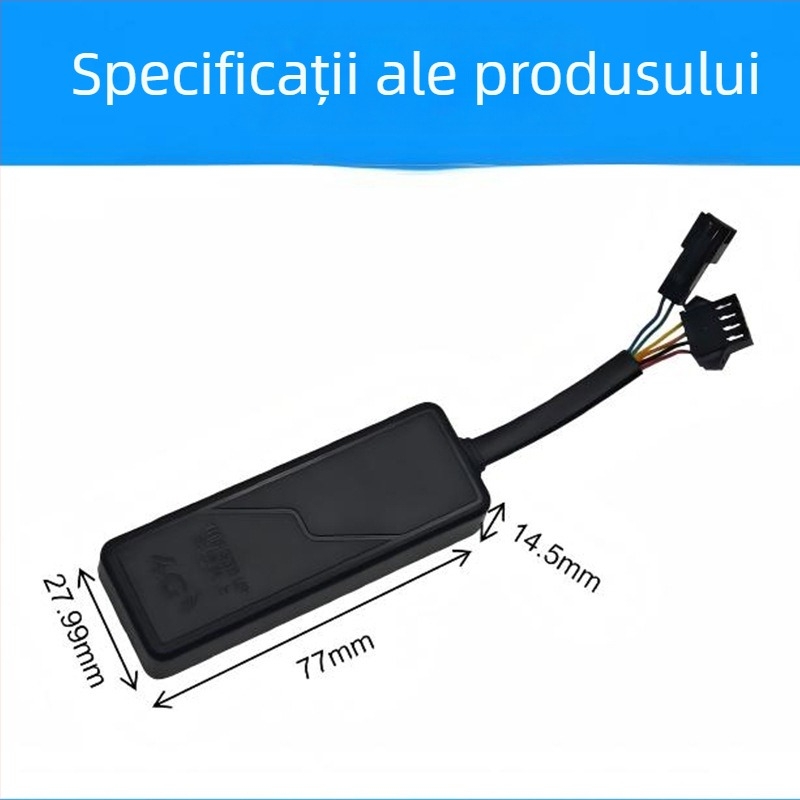 Locator GPS pentru vehicule cu conectivitate 4G, buton SOS, navigație BeiDou, antenă încorporată, alimentare 9-90V DC