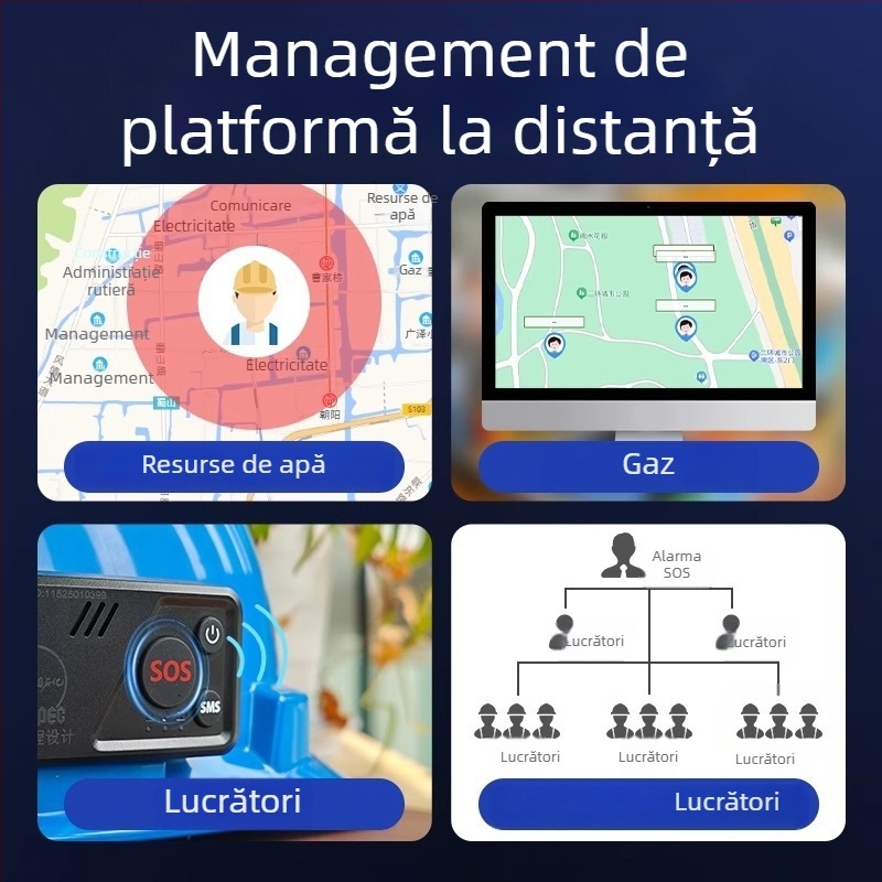 Localizator extern pentru cască de siguranță, monitorizare 5G pentru șantier, GPS vocal, fără fir