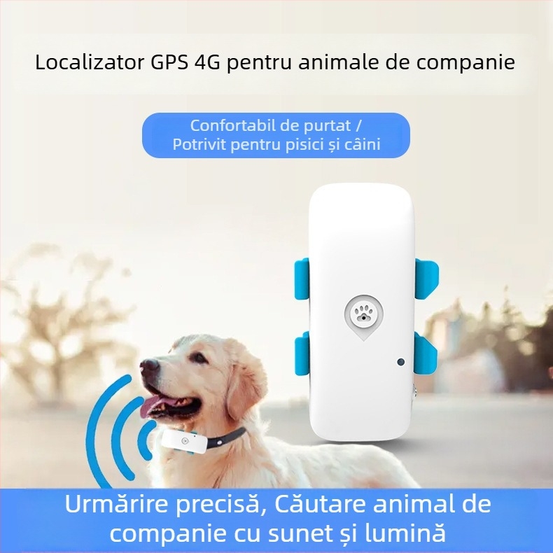Zgarda GPS 4G pentru câini și pisici – localizare și urmărire, anti-pierdere