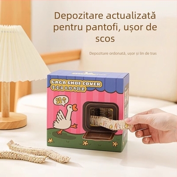 Capace de pantofi de unică folosință pentru interior, ambalate în cutie, din material nețesut, impermeabile, antiderapante, cu design de tragere