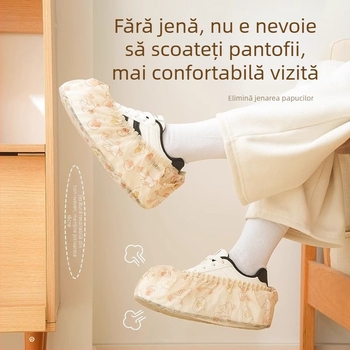Capace de pantofi de unică folosință pentru interior, ambalate în cutie, din material nețesut, impermeabile, antiderapante, cu design de tragere