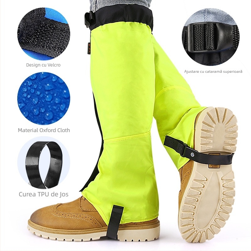 Gaiteră extinsă pentru picioare, exterior, multifuncțională pentru alpinism și schi, respirabilă, protecție împotriva nisipului și insectelor; material: poliester, Velcro, TPU